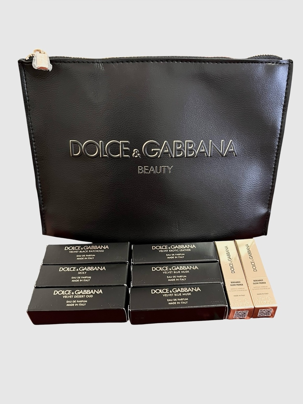 Dolce & Gabbana Faux Leather Beauty Pouch With Samples NIB